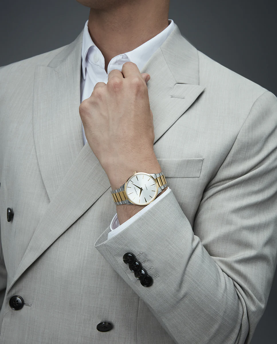 Reloj Acero Ip Dorado Brazalete Zafiro Swiss Made - Imagen 5