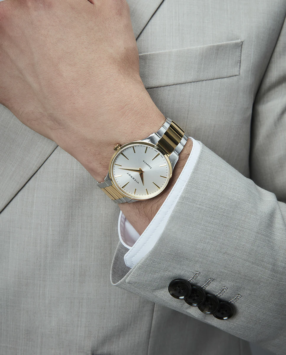 Reloj Acero Ip Dorado Brazalete Zafiro Swiss Made - Imagen 6