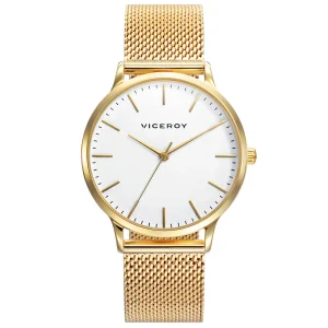 Reloj Acero Ip Dorado Brazalete Sra Va