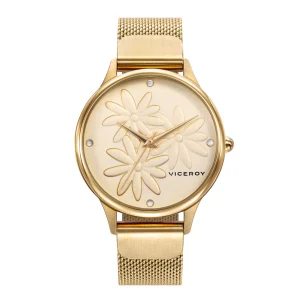 Reloj Acero Ip Dorado Brazalete Sra Va