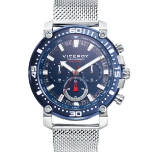 Crono Acero Ip Azul  Y Negro Brazalete Sr Va