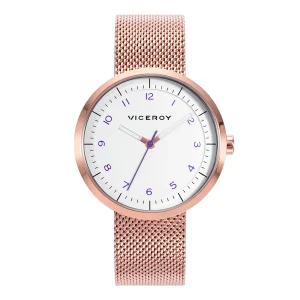 Reloj Acero Ip Rosa Brazalete Sra Va