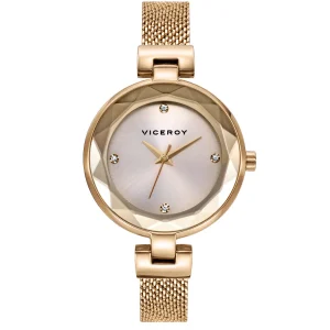 Reloj Acero Ip Dorado Brazalete Sra Va