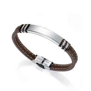 Pulsera Acero Y Caucho Marrón Sr Fashion
