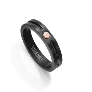 Anillo Acero Ip Negro Y Oro 9k Sr Fashion