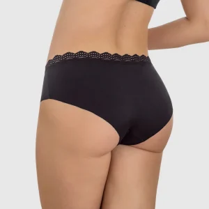 Calzón hípster con encaje en cintura tiro medio