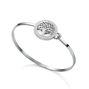Brazalete Acero Arbol Vida Circonitas Sra Fsn