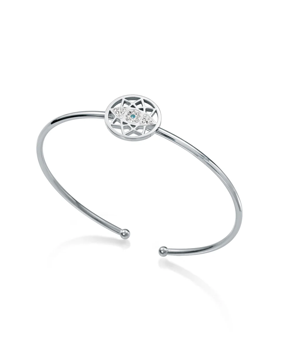 Brazalete De Acero Ojo Con Circonitas Sra Fsn
