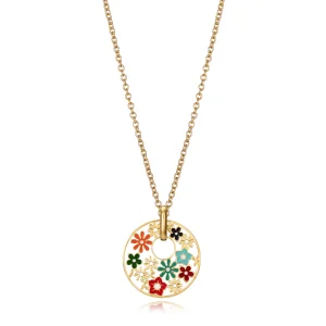 Collar Acero Flores Esmalte Colores Sra Fn