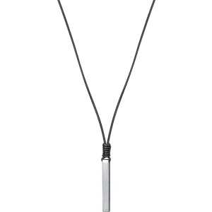 Collar Cuero Negro Con Placa Acero Sr Fn