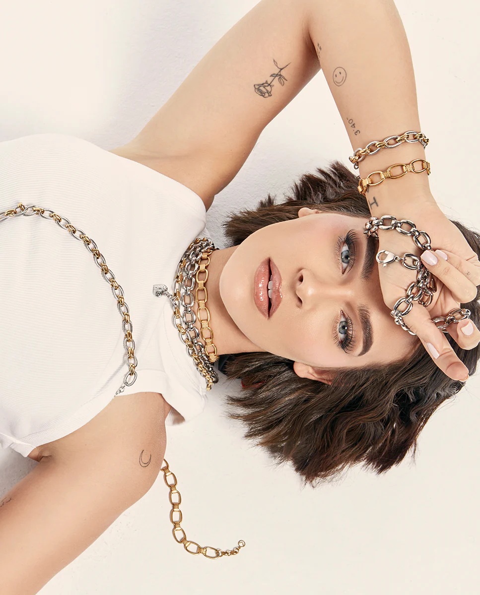 Collar Acero E Ip Dorado Eslabones Sra Fn - Imagen 3