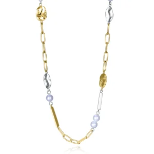 Collar Acero Ip Dorado Y Perla Sint  Sra Fn