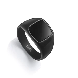 Anillo Acero Ip Negro Piedra Nat Sr Fashion