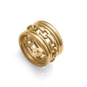 Anillo Acero Ip Dorado Sra Fashion