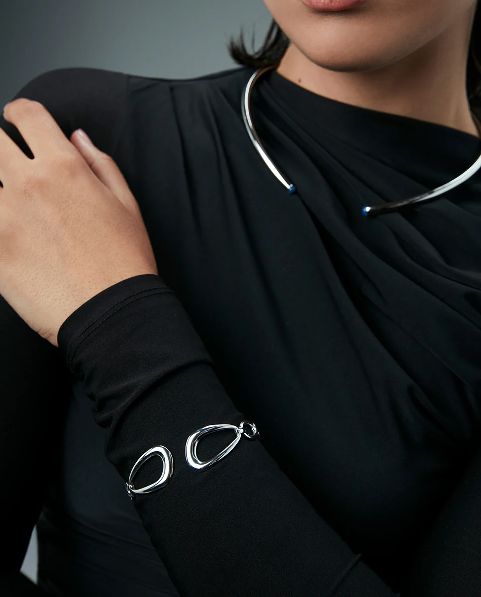 Collar Acero Rigido Piedra Nat Sra Fashion - Imagen 3