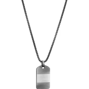 Collar Acero Oxidado Placa Sr Fashion