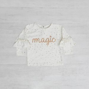 Remera Magic Strar Gliter manga largas con volados Crayón