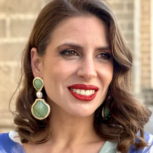 Pendiente Concha Verde Mar