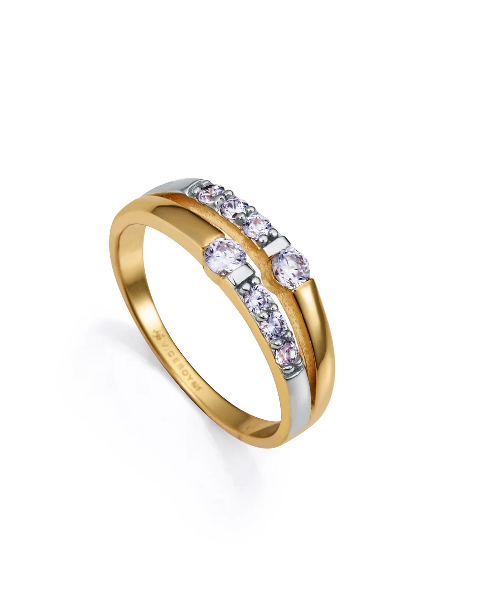 Anillo Plata De Ley Baño Oro Y Rod Circ Jwls