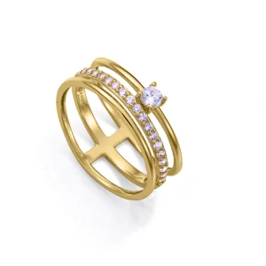 Anillo Plata De Ley Baño Oro Circ Sra Jewels