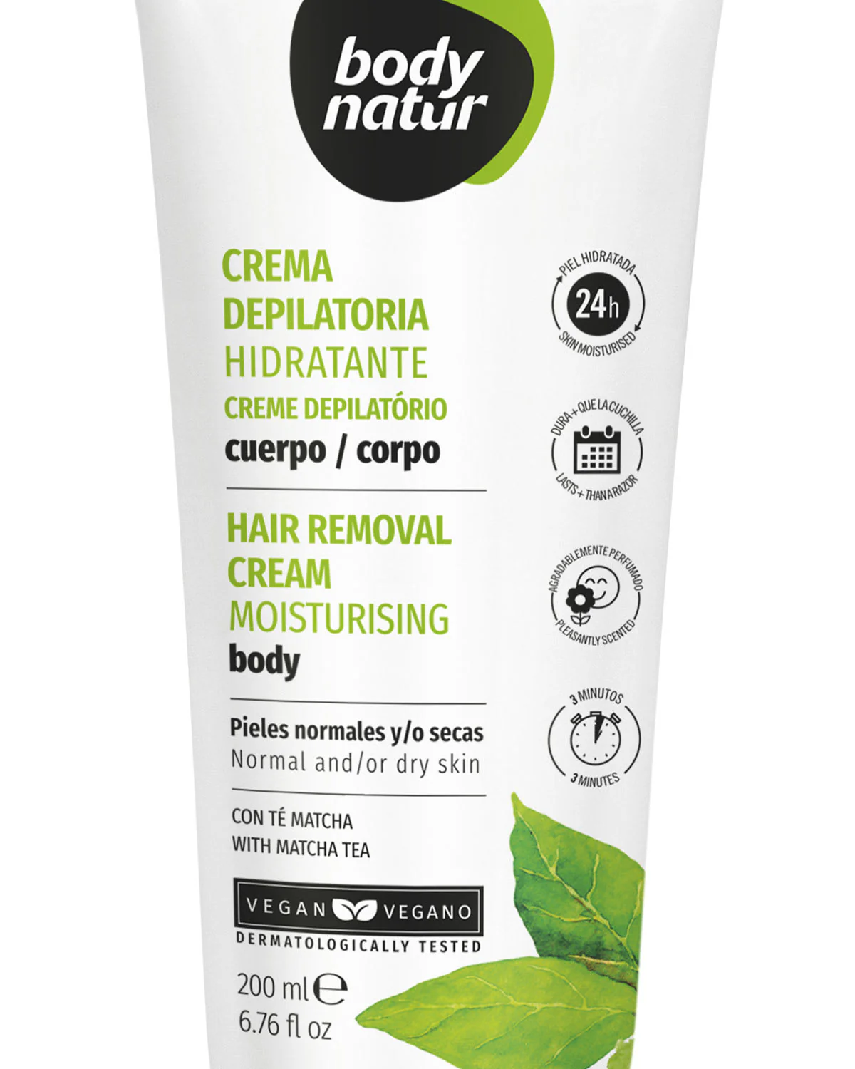 Body Natur crema depilatoria hidratante corporal 200ml - Imagen 6