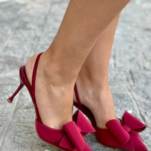 Zapatos de Tacón Vino con Lazo