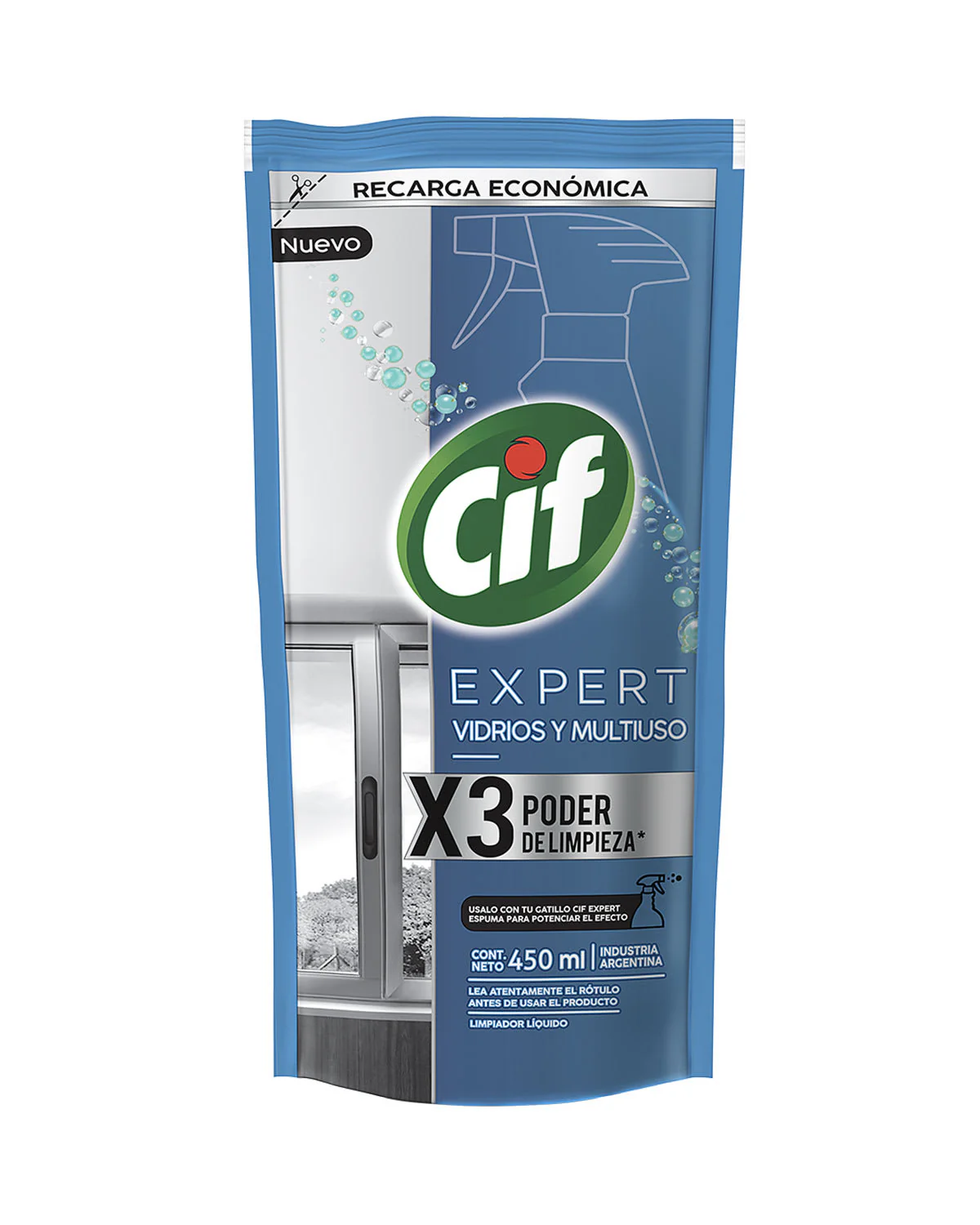 Limpiador Doypack Cif Expert Vidrios y Multiuso 450ml