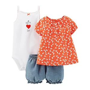 Conjunto CARTERS 3-Piece Bodysuit & Diaper Cover Set***