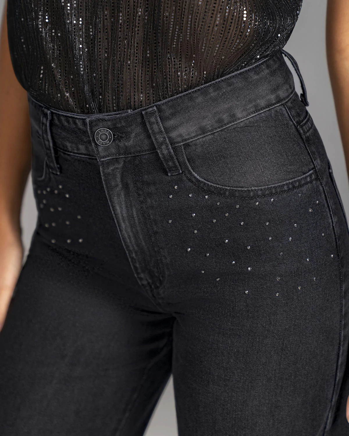 Jean bota amplia con detalle de piedras - Imagen 3