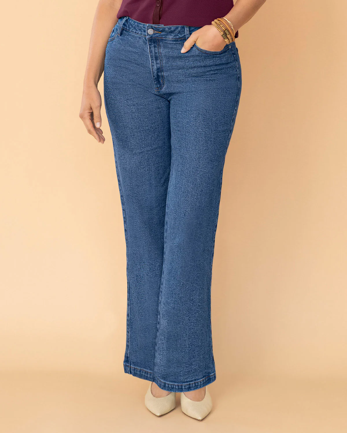 Jean bota ancha esencial para mujer