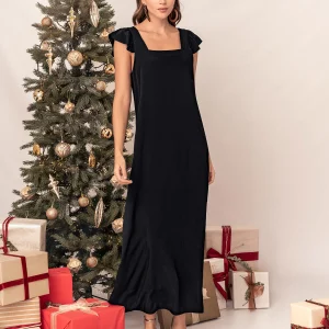 Vestido largo de escote cuadrado