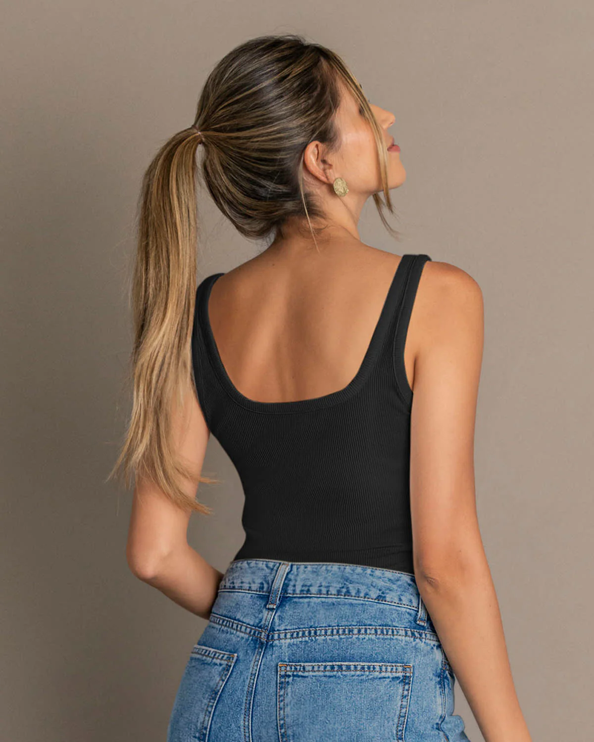 Top manga sisa con cuello en U y espalda descubierta - Imagen 6