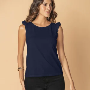 Camiseta manga sisa con detalle de vuelo  en  borde