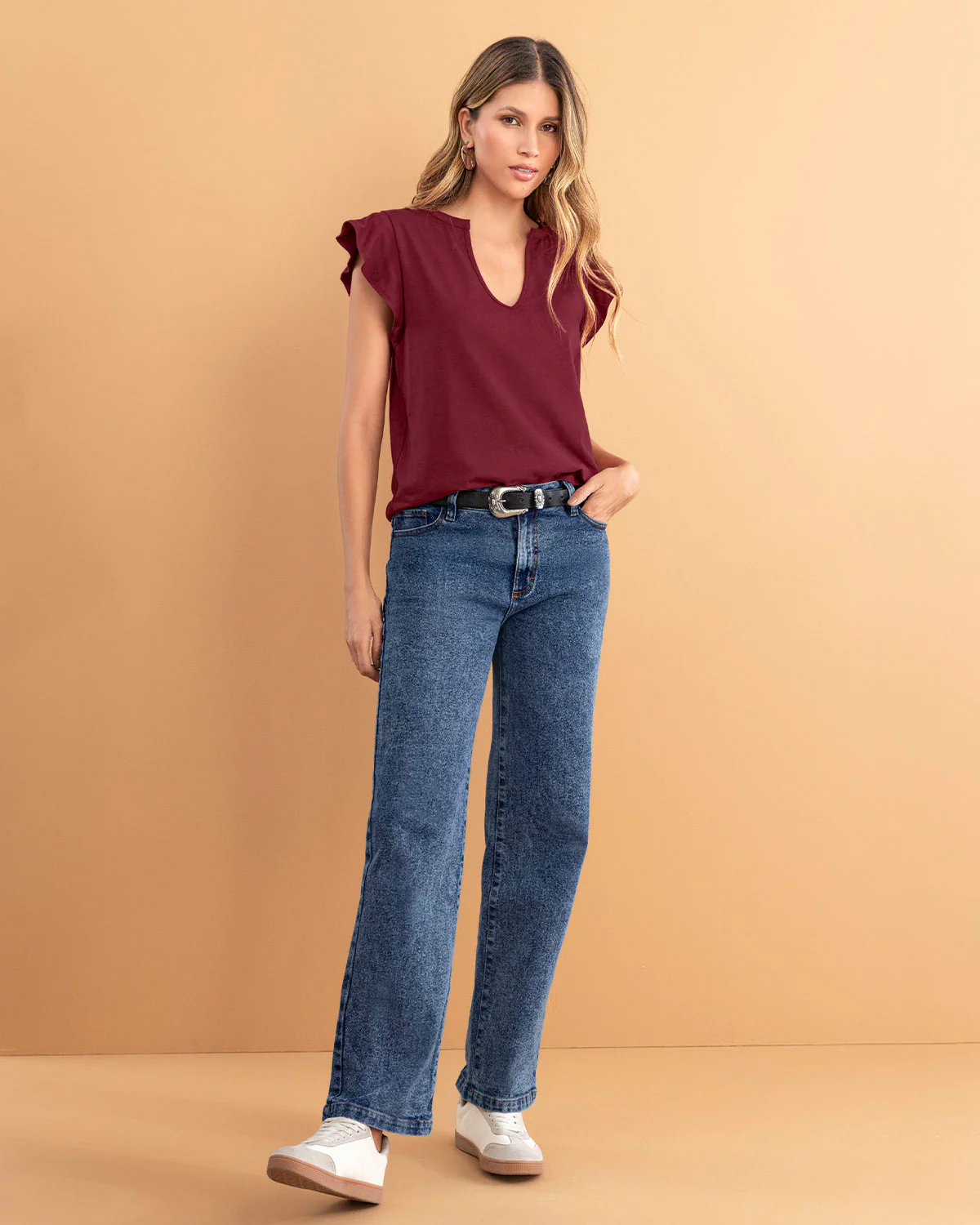 Camiseta con vuelo en borde en manga - Imagen 7