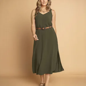 Vestido midi de tiritas con tachas decorativas