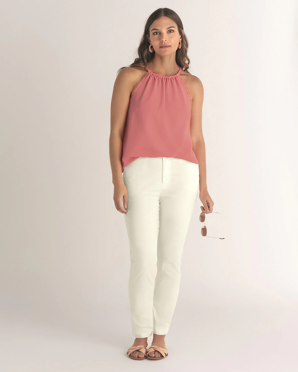 Blusa cuello halter en tela craquelada - Imagen 8