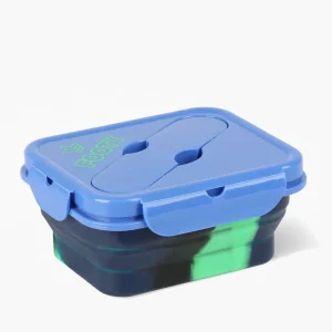 Contenedor Lunchera plegable Silicona   - Celeste