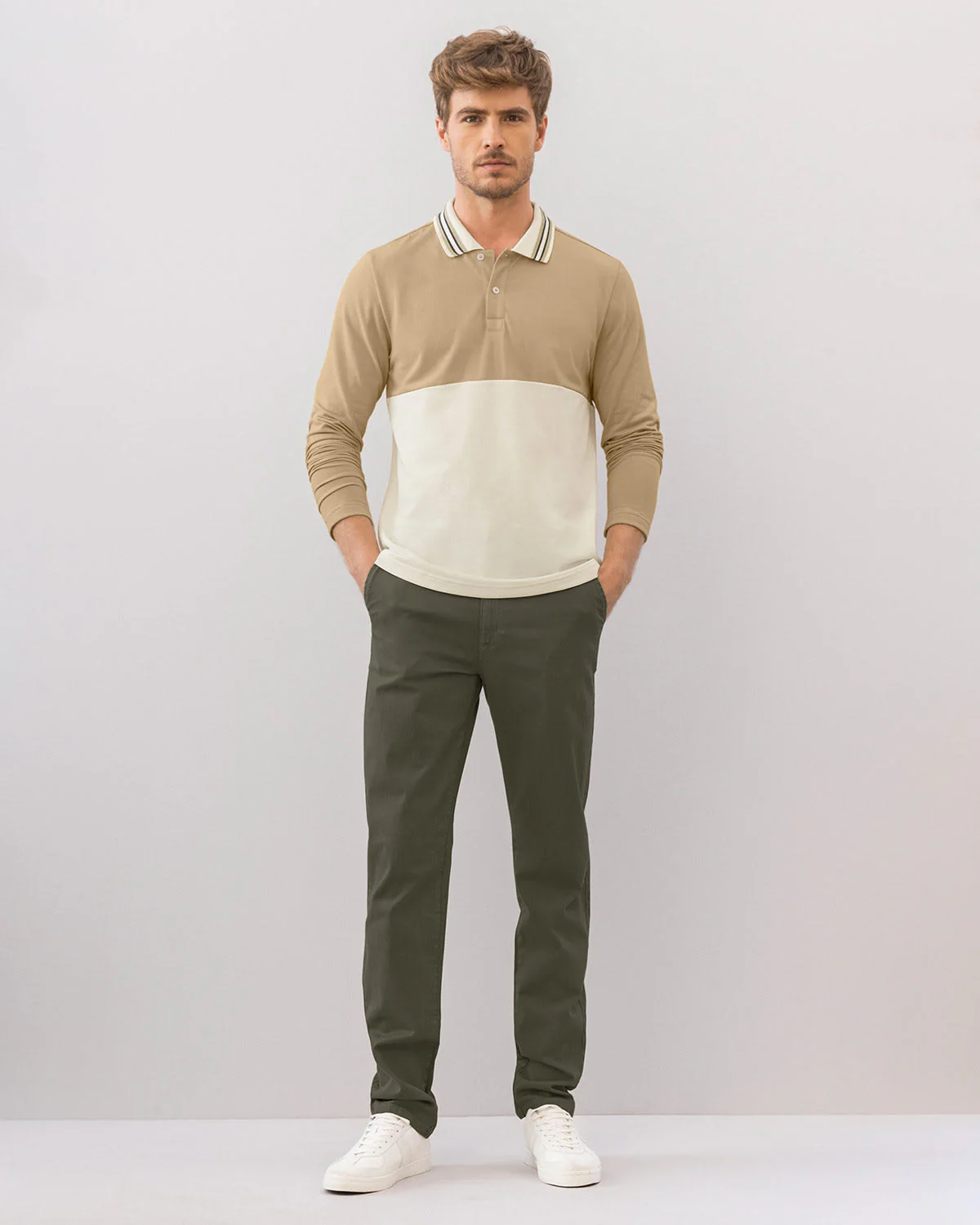 Pantal贸n bota recta en drill de tacto suave stretch - Imagen 8