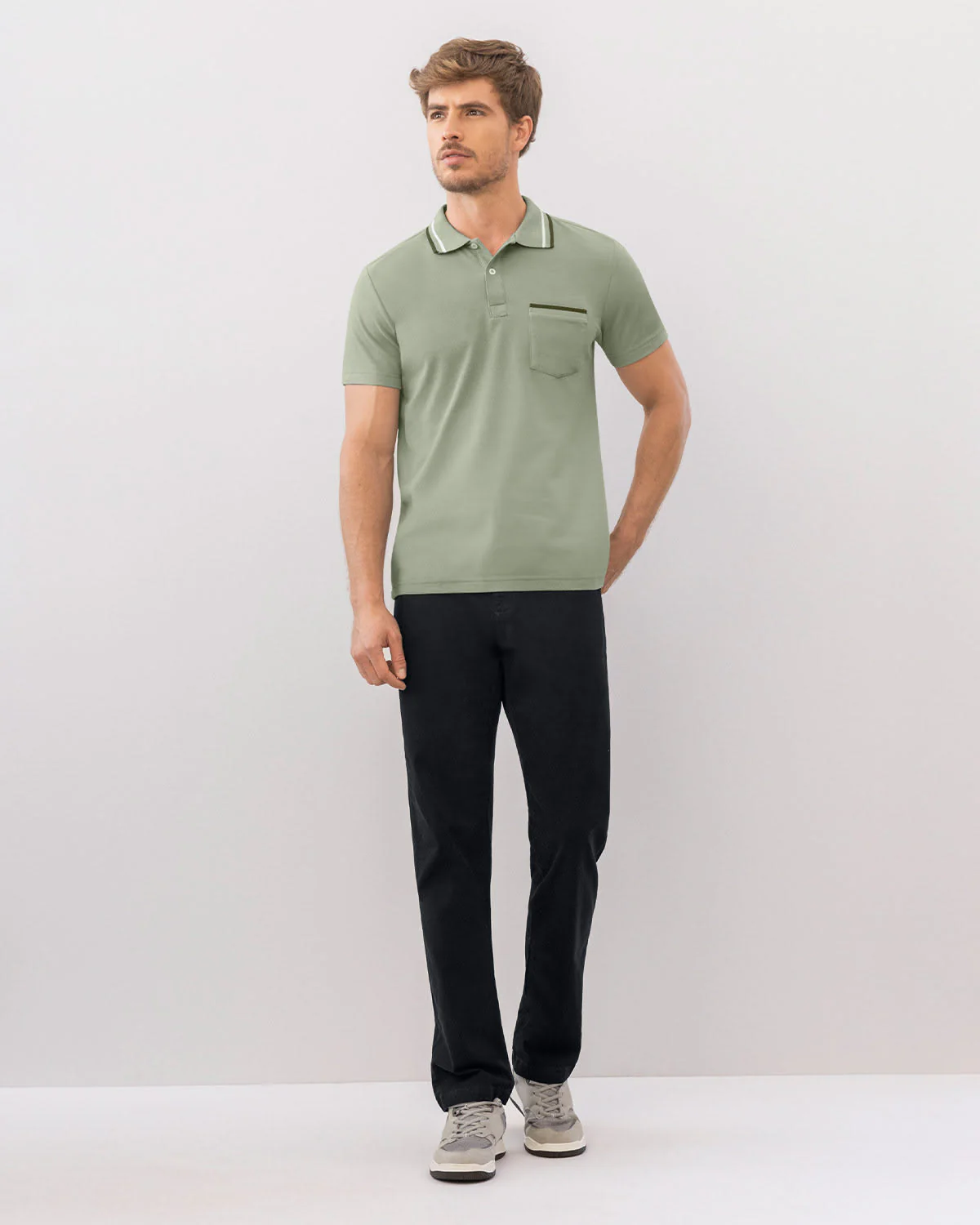 Pantal贸n bota recta en drill de tacto suave stretch - Imagen 3