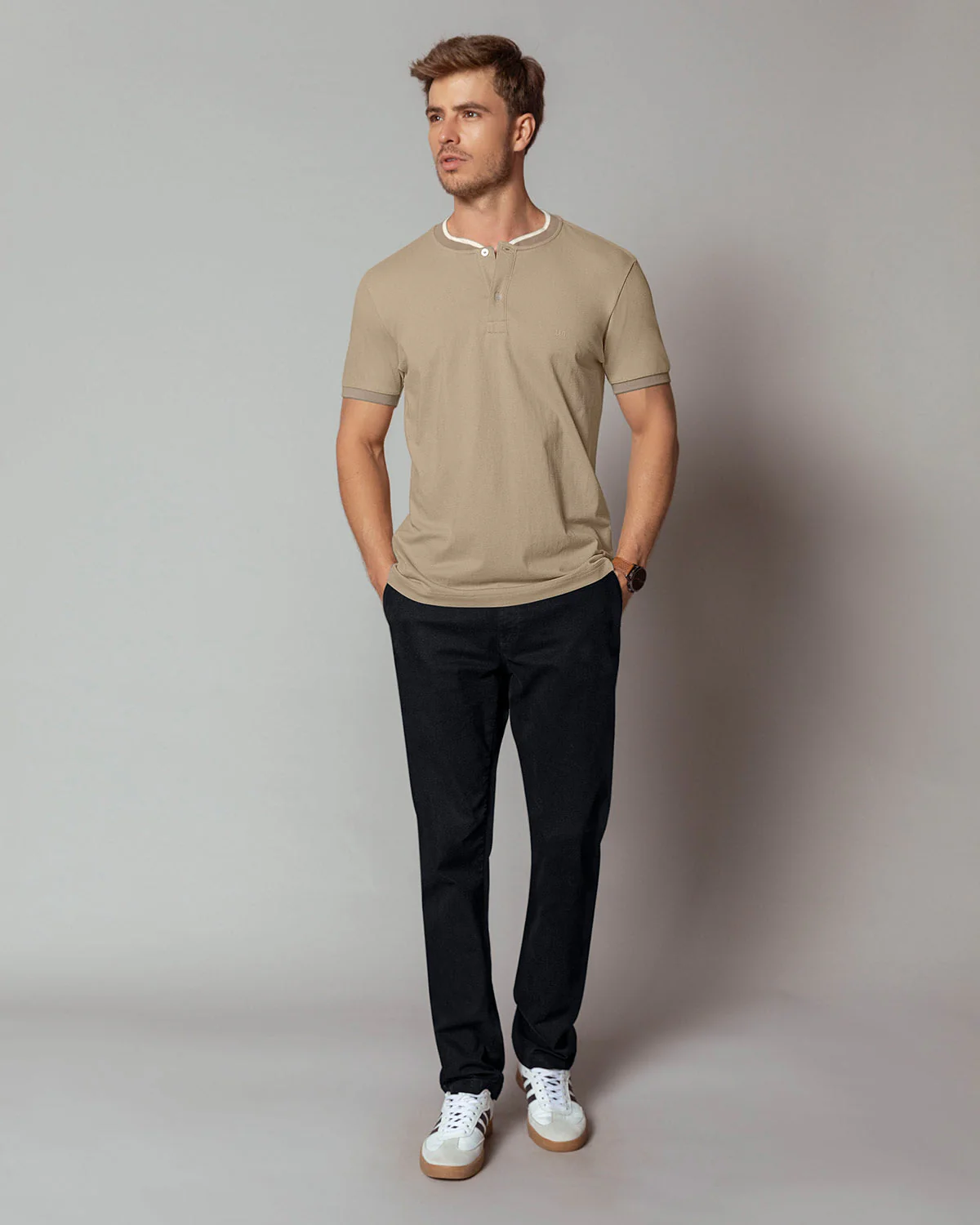 Pantal贸n bota recta en drill de tacto suave stretch - Imagen 4