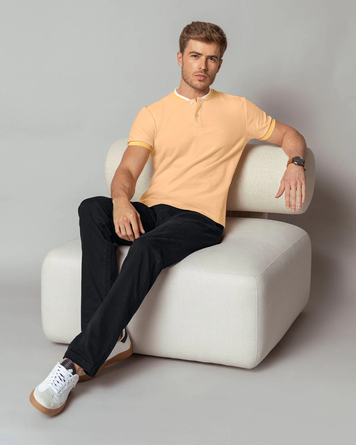 Pantal贸n bota recta en drill de tacto suave stretch - Imagen 5