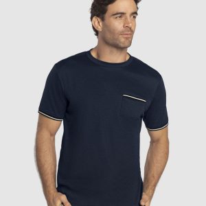 Camiseta manga corta con detalle tejido en mangas