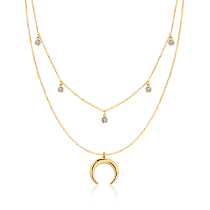 Collar Media Luna Circonita