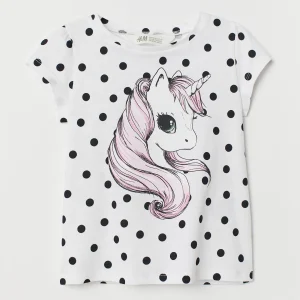Remera H&M Jersey Top with Printed Design