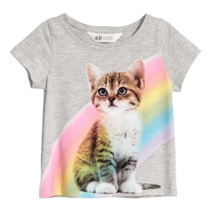 Remera H&M Jersey Top with Printed Design