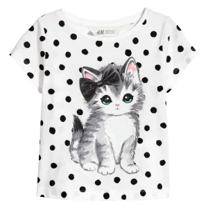 Remera H&M Jersey Top with Printed Design