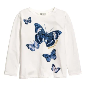 Remera H&M Jersey Top with Printed Design