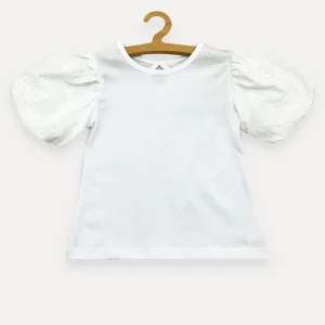 Remera de algodón mangas princesas broderie   Crayón