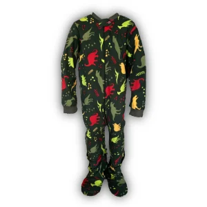 Pijama Enterito MicroPolar Dinosaurios Verde con antideslizantes