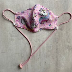 Tapaboca Reversible Anatómico con tira para colgar y regulador - Tricapa -Unicornio